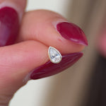 Yellow Gold Pear Gemstone Bezel Flat Back Earring