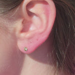 Diamond Cut Solid 14k Yellow Gold Disc Flat Back Stud Earrings