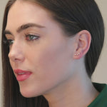 Three Diamond Constellation Ear Climber in Solid 14k Yellow Gold