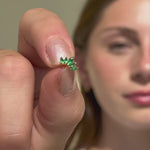 Marquise Cut Five Petal Emerald Lotus Flat Back Stud Earrings in Solid 14k Yellow Gold