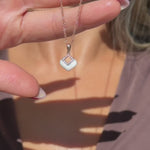 Mother of Pearl and Diamond Cutout Pendant Necklace in Solid 14k Rose Gold