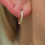 Gemstone Cartilage Hoop Earring in Solid 14k Yellow Gold