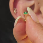Yellow Gold Emerald Trinity Cluster Flat Back Earring