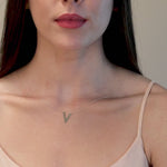 Chevron V Station Necklace in Solid 10k Yellow Gold