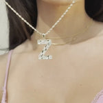 Radiant-Cut Initial Pendant in Solid 10k Yellow Gold - Z