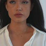 Pink Tourmaline Station Necklace Bezel Set in Solid 14k Yellow Gold