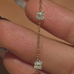 Diamond Station Butterfly Bracelet in Solid 14k Yellow Gold