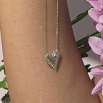 Yellow Gold Heart Diamond Halo Necklace