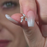 Yellow Gold Marquise Dangle Lab Grown Diamond Cluster Stud