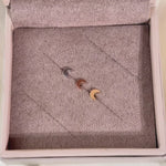 Crescent Moon Flat Back Stud Earrings in Solid 14k White Gold