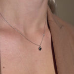 Bubble Heart and Diamond Station Necklace in Solid 14k Rose Gold