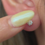 Diamond Threaded Flat Back Stud Earrings in Solid 14k Yellow Gold