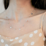 Gold Disc and Peridot Drop Station Necklace Bezel Set in Solid 14k Yellow Gold