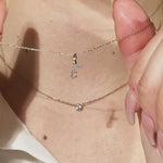 Cursive Diamond Initial Necklace in Solid 14k White Gold - E