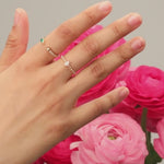 Diamond Pavé Disc Beaded Ring in Solid 14k Yellow Gold