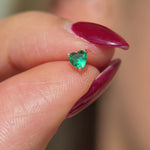 Emerald Heart Flat Back Stud Earrings in Solid 14k Yellow Gold