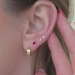 Marquise Pink Ruby Flat Back Stud Earrings in Solid 14k Yellow Gold