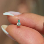 Diamond and Emerald Flat Back Stud Earrings in Solid 14k Yellow Gold