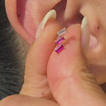 Yellow Gold Pink Baguette Crawler Flat Back Stud