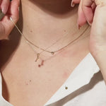 Cursive Diamond Initial Necklace in Solid 14k White Gold - I