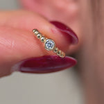 Beaded Bubble Cuff with Stud in Solid 14k Yellow Gold