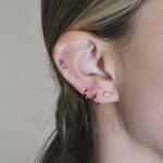 Pink Opal Flat Back Stud Earrings Milgrain Set in Solid 14k Rose Gold