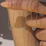 White Gold Heart Diamond Station Necklace