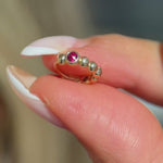 Ruby Beaded Hoop in Solid 14k Yellow Gold