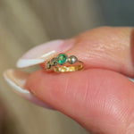 Emerald Beaded Hoop in Solid 14k Yellow Gold