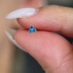 Yellow Gold Blue Topaz Trinity Cluster Flat Back Earring