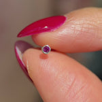 Round Pink Ruby Flat Back Stud Earrings Bezel Set in Solid 14k Yellow Gold