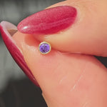 Round Amethyst Flat Back Stud Earrings Bezel Set in Solid 14k Yellow Gold