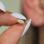 Leaf Flat Back Stud Earrings in Solid 14k Yellow Gold