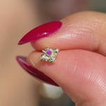 Pink Ruby Bee Flat Back Stud in Solid 14k Rose Gold