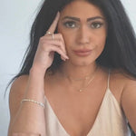 Freshwater Pearl Station Necklace Bezel Set in Solid 14k Yellow Gold