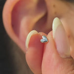 White Gold Heart Threaded Flat Back Stud Earring