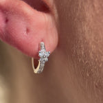 Diamond Butterfly Huggie Earrings in Solid 14k White Gold