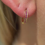 Ruby Cartilage Hoop in Solid 14k Yellow Gold