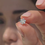Yellow Gold Seven Diamond Flower Flat Back Earring