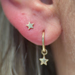 Gold Star Flat Back Stud Earrings in Solid 14k Yellow Gold