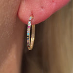 Rainbow Pavé Studded Hoop in Solid 14k Yellow Gold