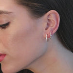 Beaded Diamond Huggie Hoops in Solid 14k Yellow Gold