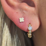 Yellow Gold Clover Flat Back Threaded Stud Earring