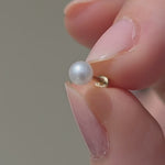 Yellow Gold Pearl Threaded Flat Back Earring