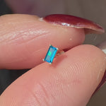 Blue Topaz Baguette Flat Back Stud Earrings in Solid 14k Yellow Gold