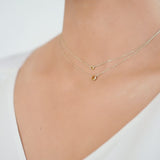 Citrine Station Necklace in Solid 14k Yellow Gold