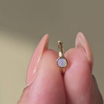 Yellow Gold Bezel Set Opal Huggie Hoop