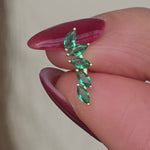 Emerald Marquise Illusion Ear Climber Flat Back Earring in Solid 14k Yellow Gold