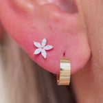 Yellow Gold Marquise Flower Flat Back Earring