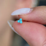 Turquoise Trinity Cluster Flat Back Stud Earrings  in Solid 14k Yellow Gold